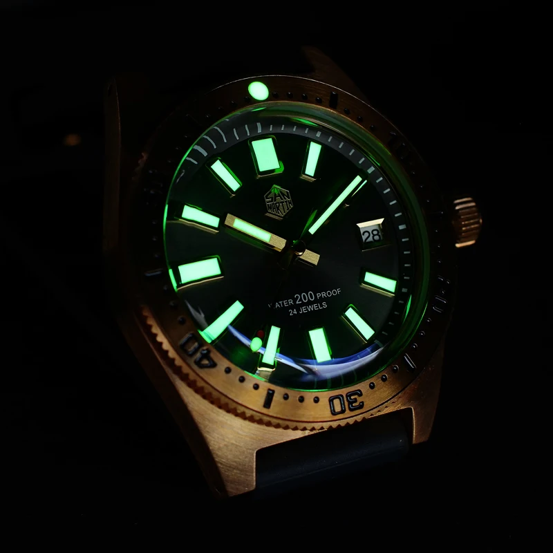 

San Martin 62MAS CuSn8 Bronze Diving Watches Automatic Mechanical Wristwatch NH35 Sapphire Glass With Date Luminous Dial