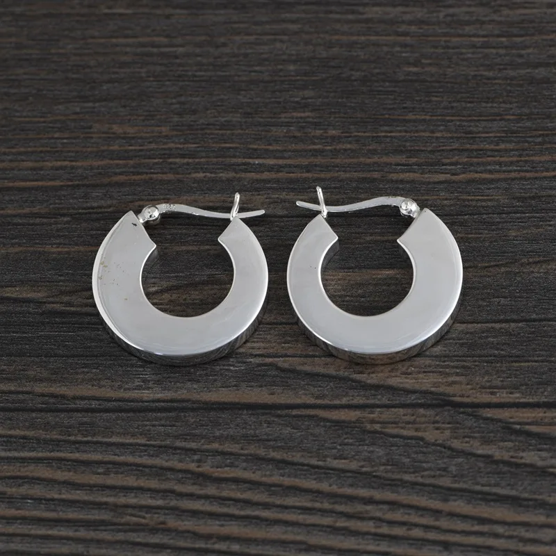 

FNJ Fashion Round Hoop Earrings 925 Silver Original Pure S925 Sterling Silver Earring for Women Jewelry Statement