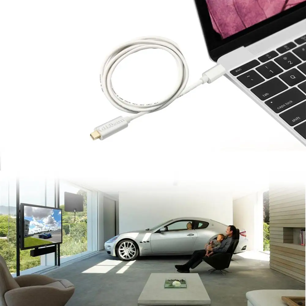 Кабель Thunderbolt 3 USB C с портом Type c на Mini Displayport для Samsung S9 Macbook Pro Dell XPS к Мини DP