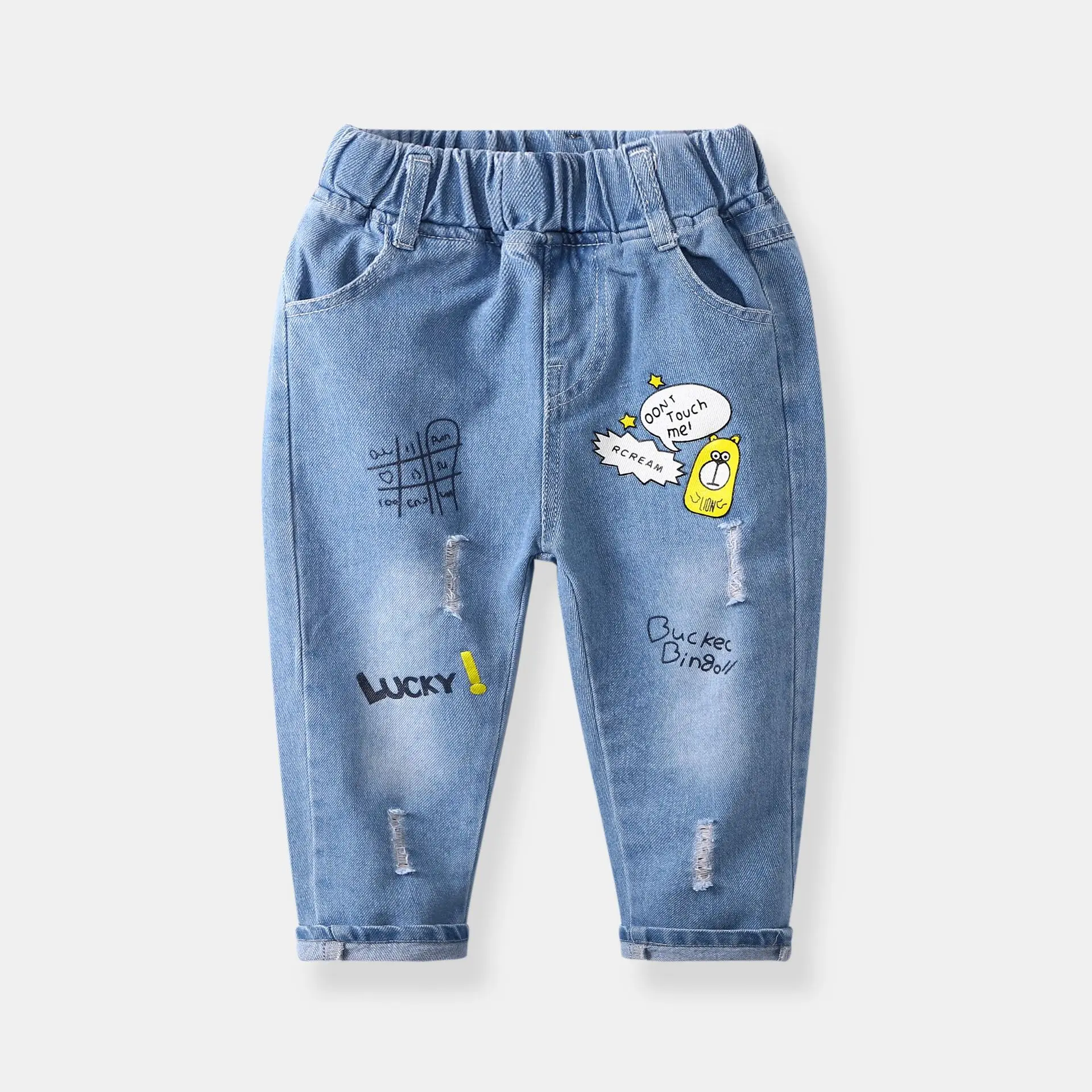 

Cartoon Printing Ripped Jeans For Girls Clothing Jeans 2020 Spring Leisure Children Jean Pants Kids Fashion Pants
