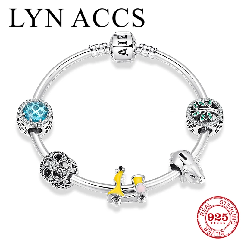 Женский браслет из стерлингового серебра 925 пробы с зеленым деревом жизни милым