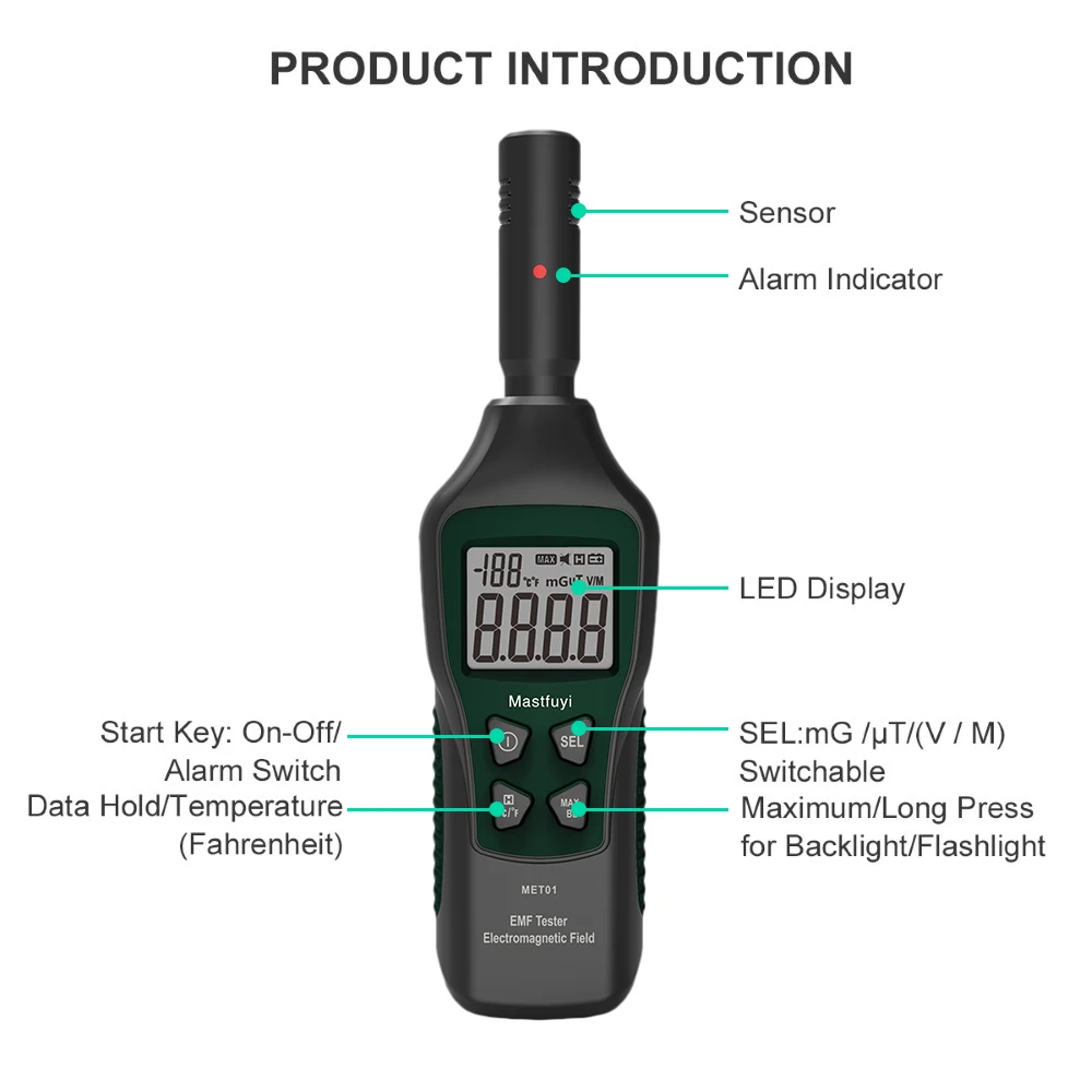 FUYI Radiation Dosimeter FY876 EMF Meter Handheld Electromagnetic Detector Wave Tester High Precise Monitor | Инструменты