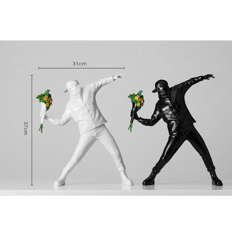 

Creative Flower Throwing Boy Decoration Light Luxury Living Room TV Cabinet Desktop Art Character Sculpture Home Decoration