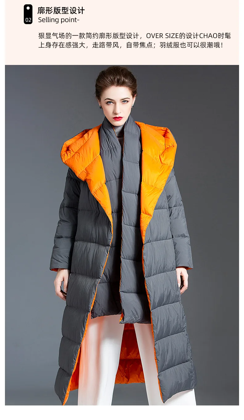 

ladies Plus Size Long grey Hooded down Coat Women gray White Duck Down Jacket Parkas Thicken winter Down Coat Ladies Outerwear