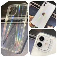 holographic gradient rainbow laser camera protection case for iphone 1211promax xr xs 8 7 plus transparent acrylic capa funda