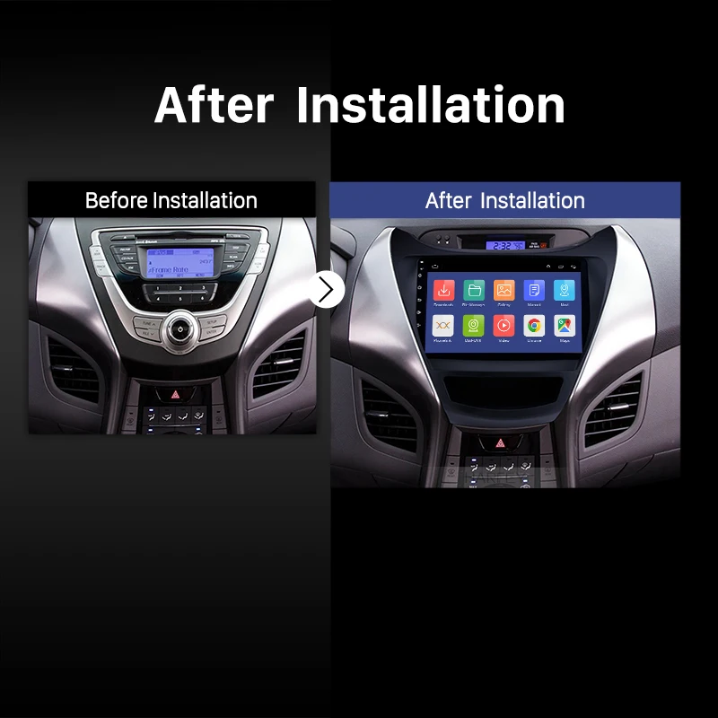 

Harfey Car Multimedia player Car Radio Android 9.0 For 2011 2012 2013 Hyundai Elantra With Music USB AUX 9 Inch GPS Navi Stereo
