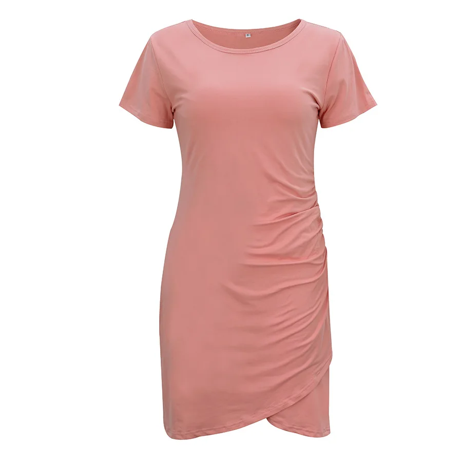 Мини платье женское с круглым вырезом облегающее пляжное женские летние