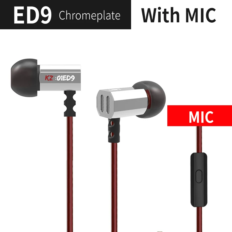 KZ ED9, 3,5 мм, наушники, тяжелый бас, Hi-Fi, DJ, стерео наушники, шумоизоляция, с микрофоном, гарнитура E57 KZ AS10 ZS10 ZST ZSN ES4 - Цвет: Silver  with mic