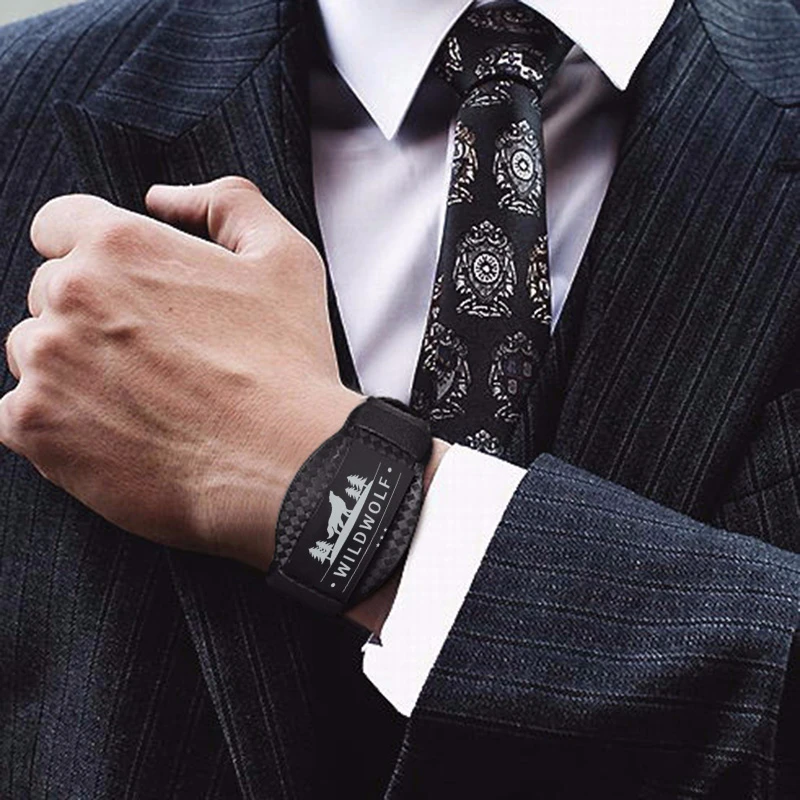 Мужской изысканный широкий браслет из натуральной кожи черный
