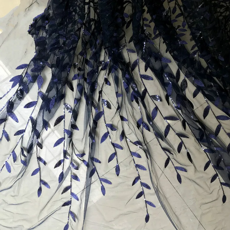 Красное шампанское золото черное синее Блестящее дерево листья вышитые кружева