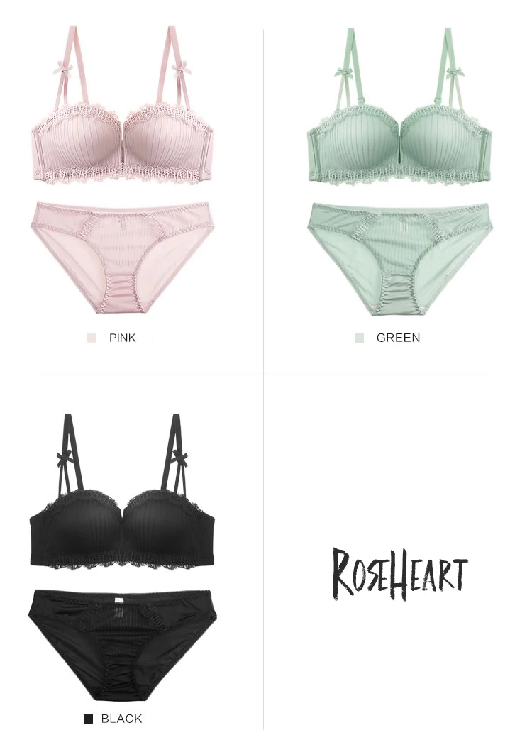 Roseheart, женские модные черные фиолетовые кружевные бюстгальтеры с бантиком, хлопковые трусики, пуш-ап, сексуальные комплекты нижнего белья, комплект нижнего белья A B, японский
