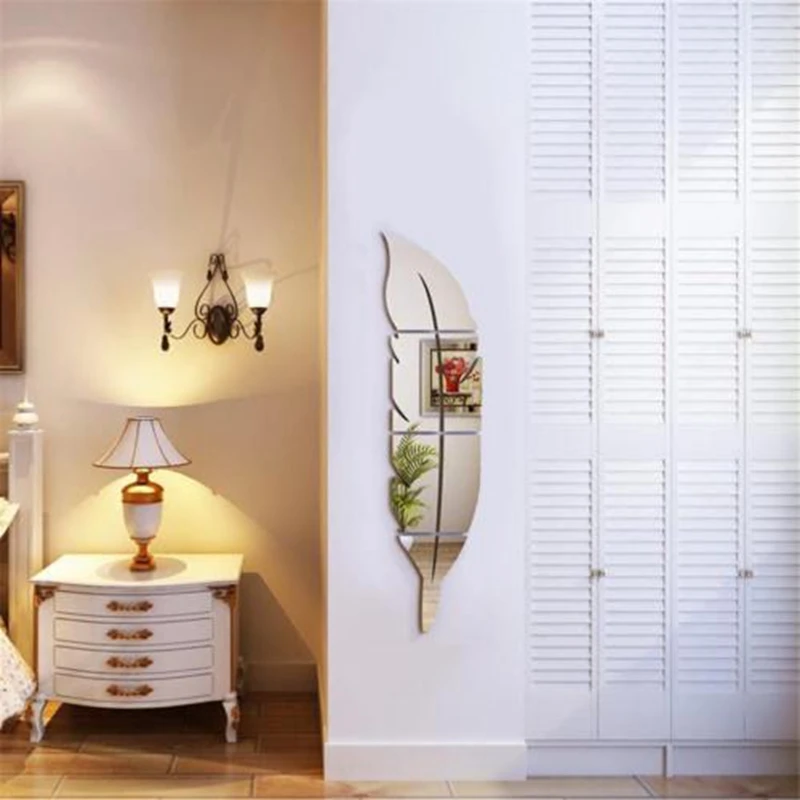 Зеркальная Наклейка на стену с эффектом пера 18x73 см декоративная зеркальная