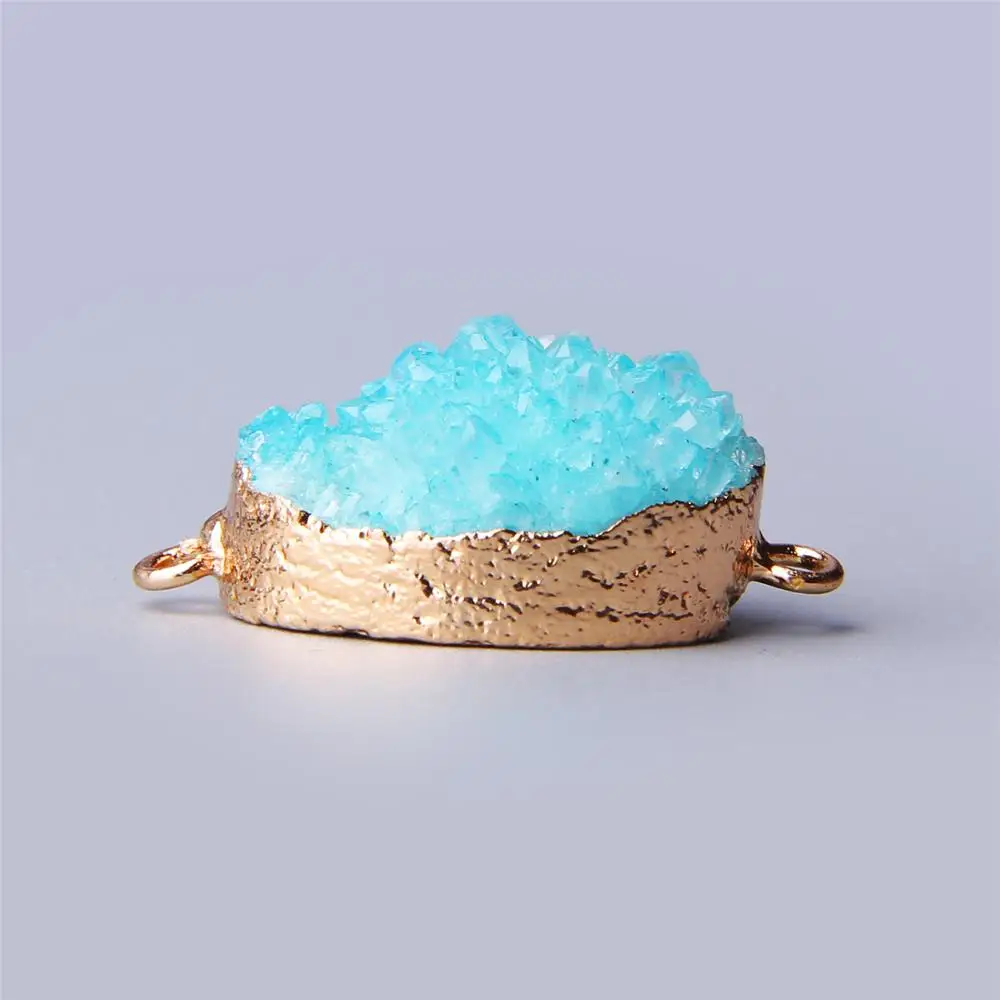 Натуральный белый кулон agates Druzy Slice соединители Позолоченные синие Агаты Drusy подвеска соединитель Подвески ожерелье в поисках розового drusy