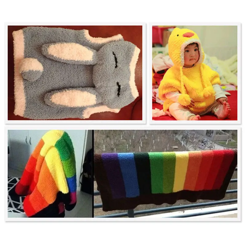 Jiwuo 50г / Рулон Трехниточная коралловая флисовая детская нить толстая пряжа для вязания на спицах для кардигана, шапки и шарфа.