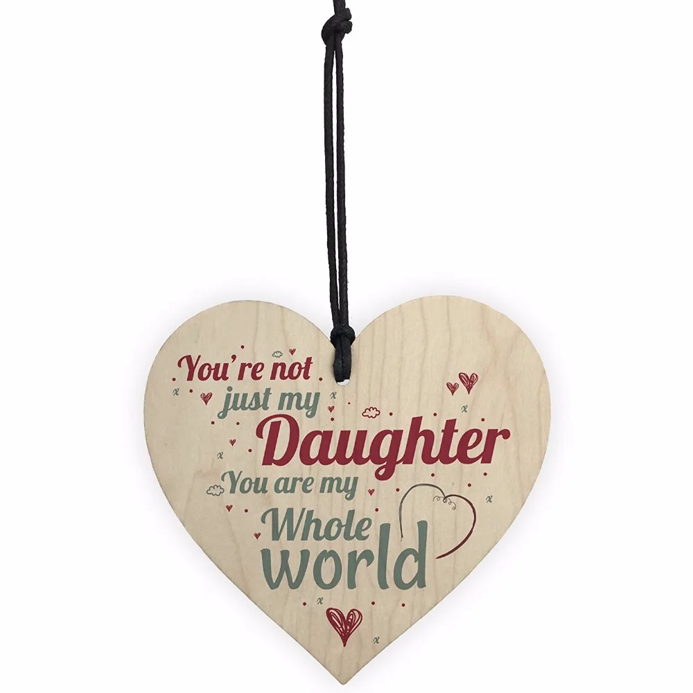 

My Whole World Wooden Hanging Heart Plaque Mum Dad Daughter Love Sign Thank You Birthday Present Christmas Gift