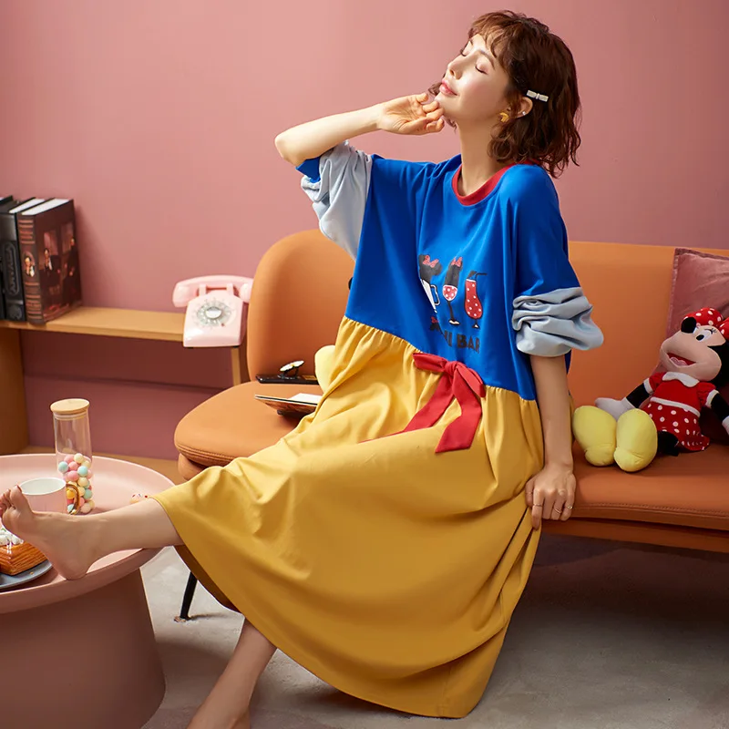 NIGHTWA Ночная сорочка Осенняя Женская хлопковая ночная рубашка с длинным рукавом в