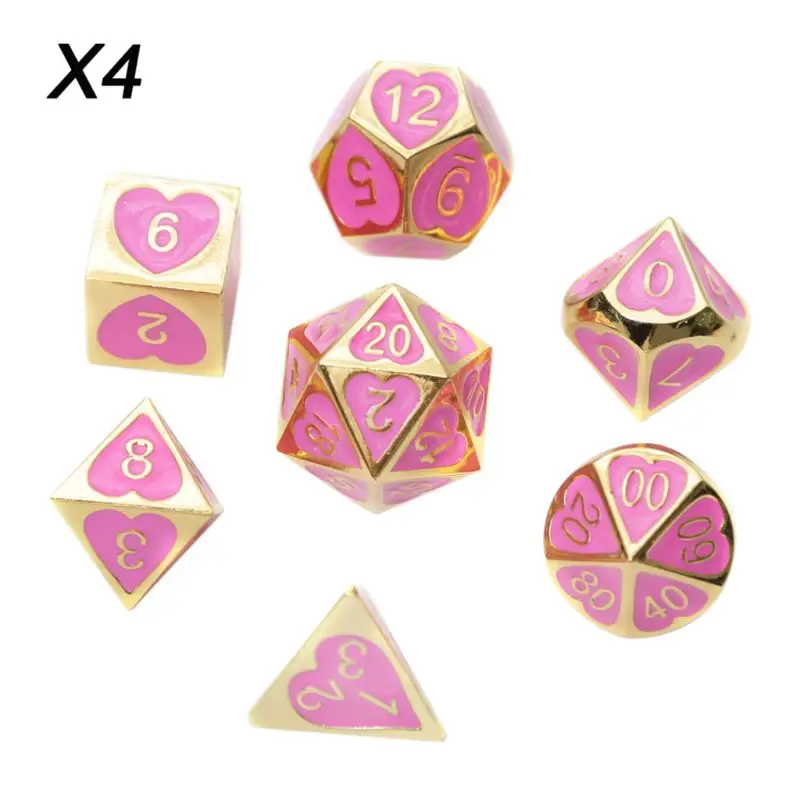 

Free shipping New Metal Dice Set DND Board Game 7pcs Polyhedral Dice for Dungeons RPG Role Playing Game and Math Teaching