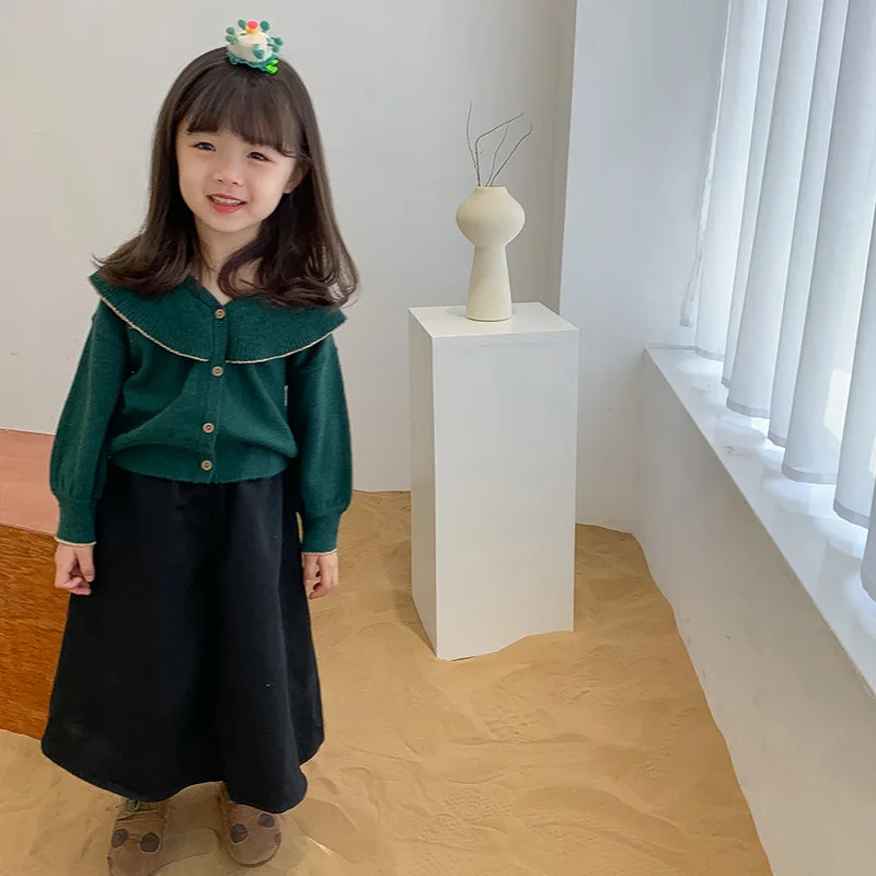 

Girls Black Umbrella Skirt Cute Fashion Solid Color Children Daily Comfort Kids Long Skirt Temperament A Line Skirts