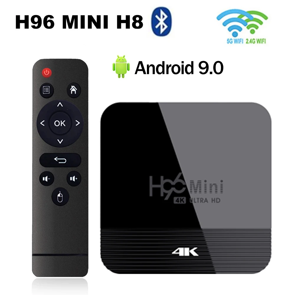 

Приставка Смарт-ТВ H96 Mini H8, Android 9,0, RK3228A, 4K HD, 2 + 16 Гб