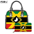 FORUDESIGNS, женские сумки с Африканским принтом флага UNIA, 2 шт., роскошные брендовые Наплечные сумки с верхней ручкой, Женская Повседневная Сумка-тоут из ПУ кожи и кошелек