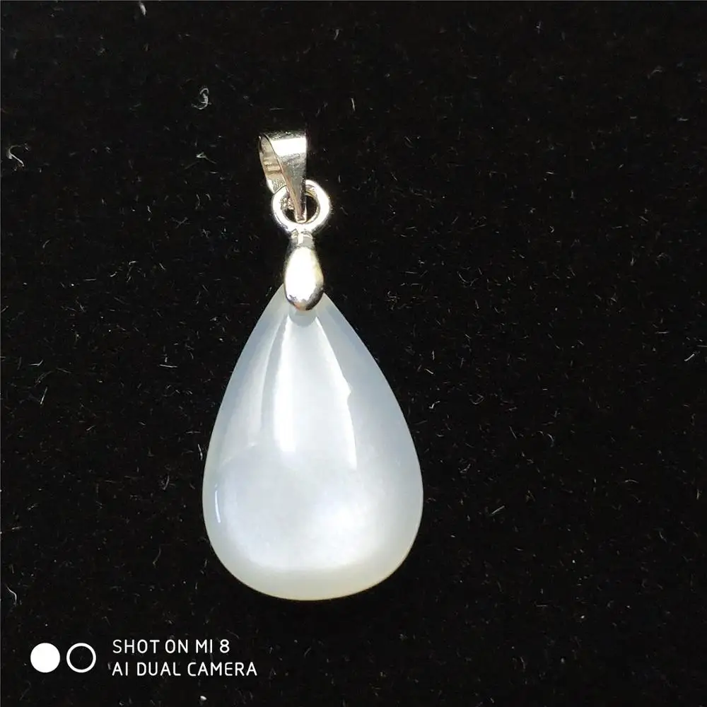 100% натуральный Лисий мех серый лунный камень белый светильник кулон Для женщин