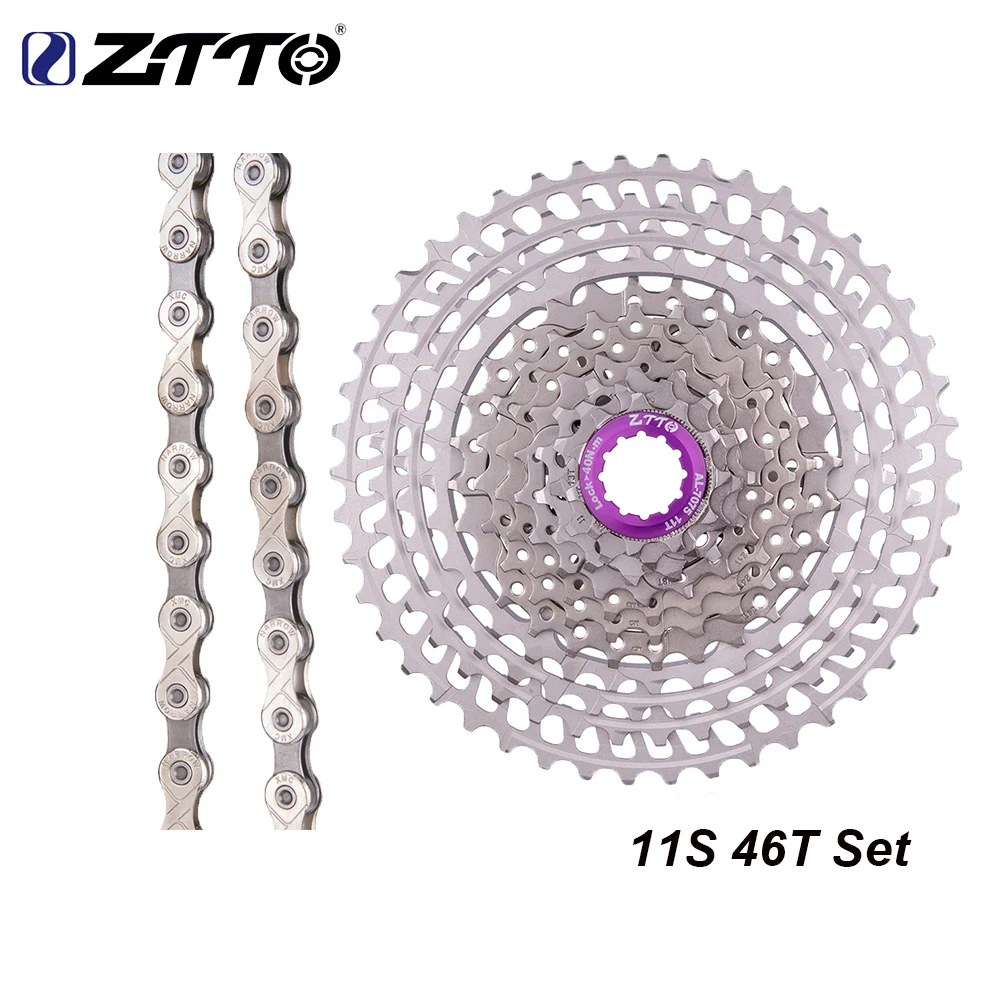 ZTTO MTB 11 скоростной набор 11s 46T кассета с цепью 11v Серебряная Сверхлегкий k7
