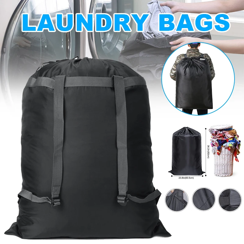 

Large Laundry Bag Heavy Duty Polyester Washing Backpack with 2 Adjustable Shoulder Straps for School Camping OCT998