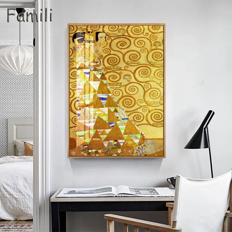 Gustav Klimt Hygeia Живопись Художественная печать на холсте настенные картины для гостиной домашний декор или отель бескаркасные - Цвет: Армейский зеленый