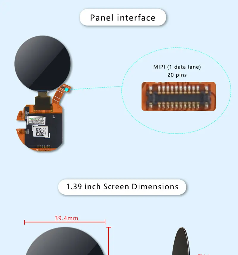 1.39 inch Circular LCD Display OLED AMOLED Round Screen 454x454 Mipi 20 pins 350 Nits for Smart Watch smart Wearing home Project | Мобильные