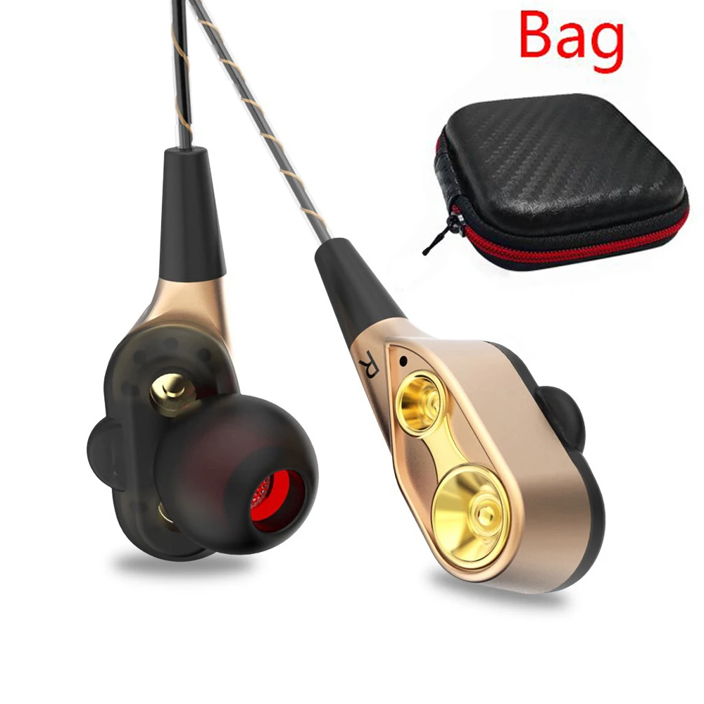 Модернизированные наушники с двойным драйвером спортивные супер басами стерео