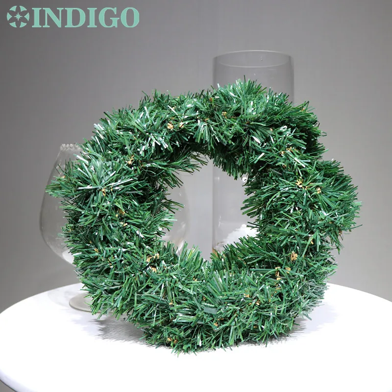 

INDIGO Design 25cm Pine Branch Christmas Wreaths Door Hunging Flower String Table Centerpiece Wedding Party Event Decoration