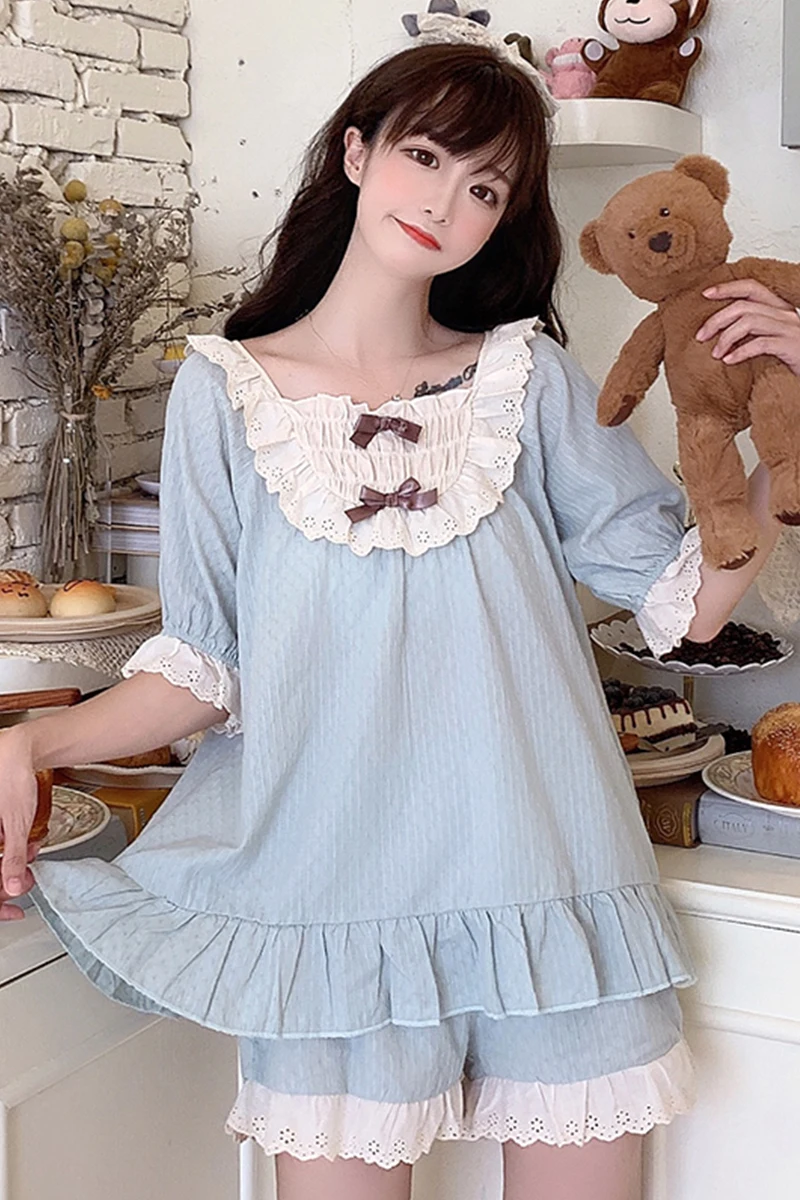 Корейские милые хипстерские пижамы с бантом для женщин лето 2020 новый стиль шорты