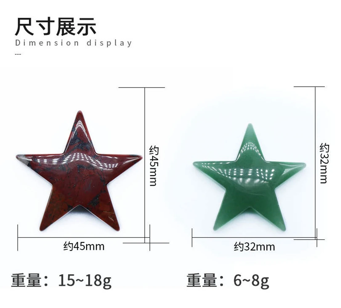 Healing Crystal Stars Handmade Craved Palm Worry Stone Chakra Reiki Balancing Charms Ornaments Display 32/45 for Jewelry Making