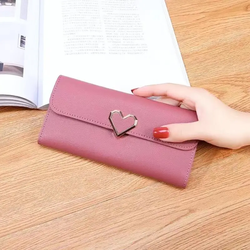 Новинка женские длинные кошельки роскошные с сердечком для девушек кошелек
