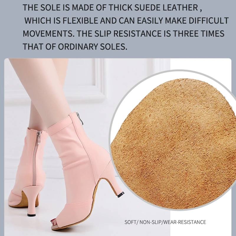 Ботинки женские для бальных танцев на тонком каблуке 8 5/10/11 см | Спорт и