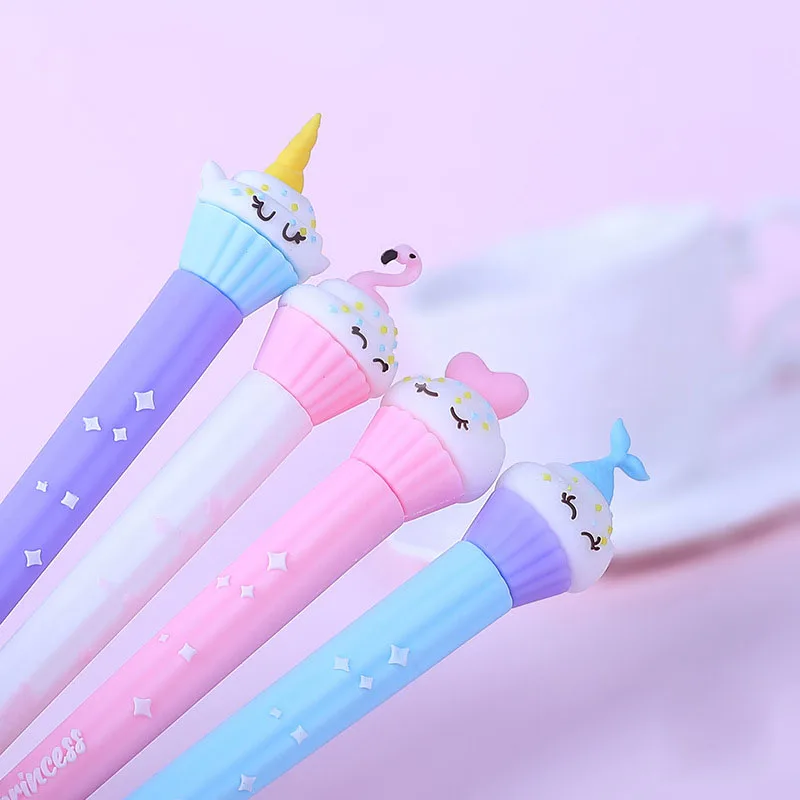 

24 pcs/lot Creative Unicorn Flamingo Gel Pen Cute 0.5 mm black ink Signature Pen School Office writing Supplies Promotional Gift