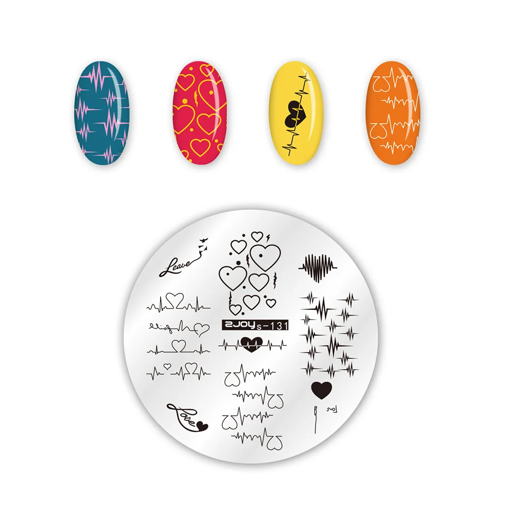 Круглые пластины для стемпинга ногтей на День святого Валентина 5 см изображение