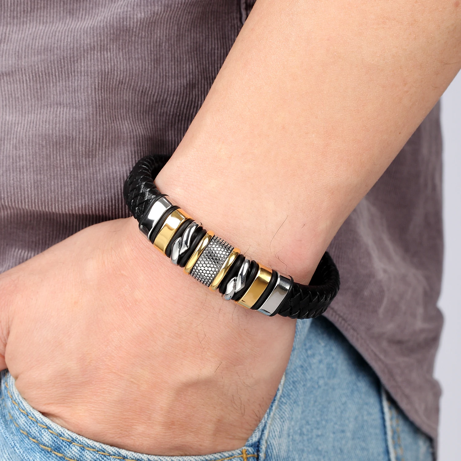 Роскошные аксессуары браслет мужской модный подарок черные браслеты из