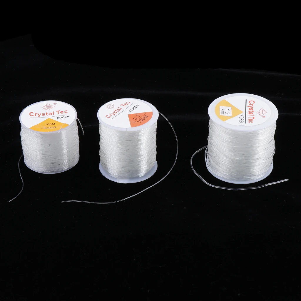 

0.5mm/0.7mm/1.2mm Crystal Stretch Polyester Threads Beading String Cord 100m per