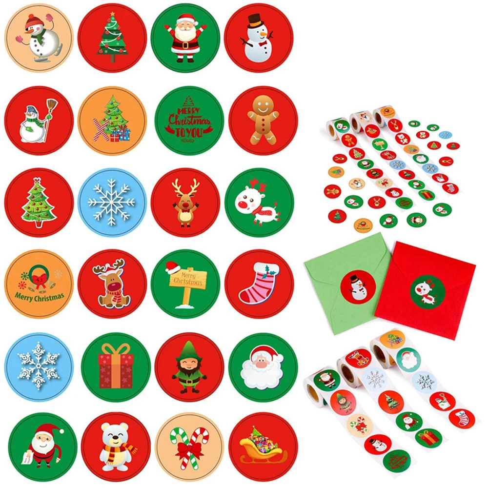 

500pcs/Roll Scratch Off Stickers Seals Holiday Christmas Favours Gift Adhesive Labels Santa Claus Snowflake Elk Christmas Tree