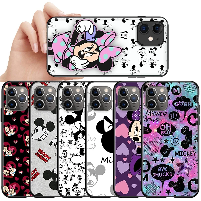 

Mickey mouse print Silicone Cover For Apple iPhone 13 12 11 SE XS XR X 7 8 6 5 S mini Plus Pro MAX 2020 Black Phone Case