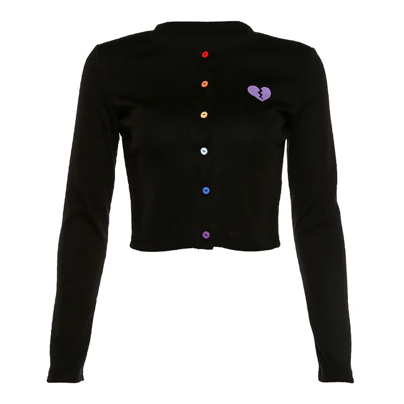 

European And American 2020 Summer New Thin Women's Fashion Turn Down Collar Long Sleeve Short T-shirt Fashion Button Tops