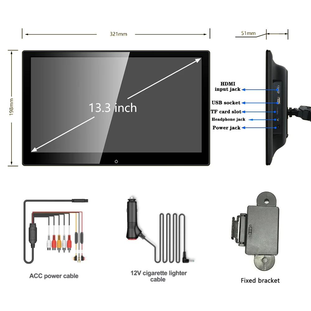 Автомобильный DVD-проигрыватель на подголовнике телевизора сенсорный экран 13 3