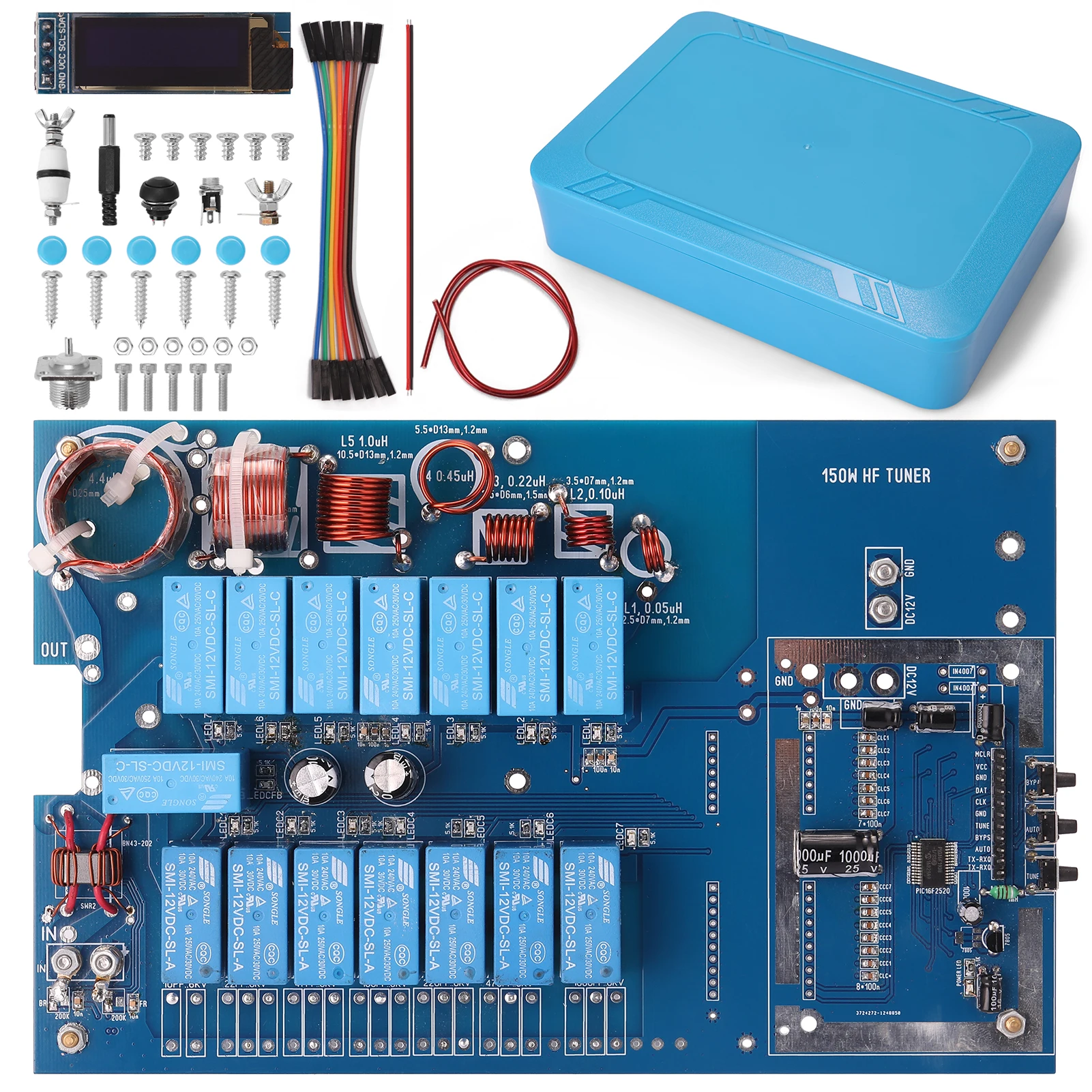 

150W AT50 1.9~54MHz Automatic Antenna Tuner DIY Host Board+Cover Need Self Assembly Automatic Antenna Tuner