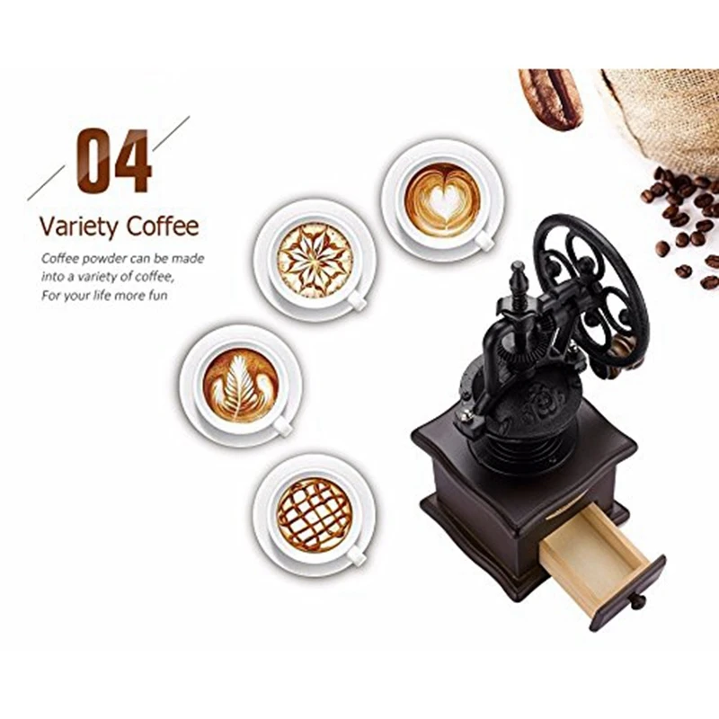 

Manual Coffee Grinder with Grind Settings and Catch Drawer - Classic Vintage Style Manual Hand Grinder Coffee Mill