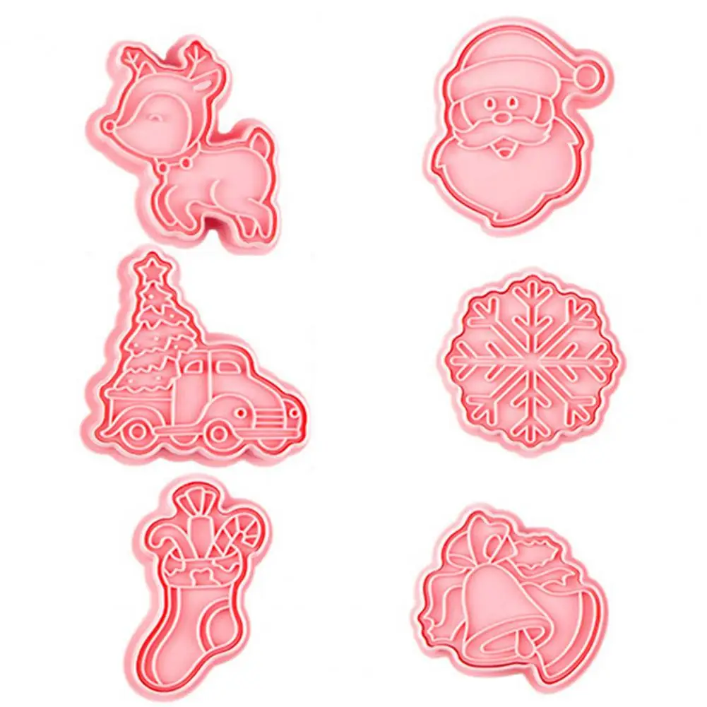 

Safe 6Pcs/Set Multi-Function Fondant Cake Jelly Mold Plastic Biscuit Mold Non-Deform for Bakery