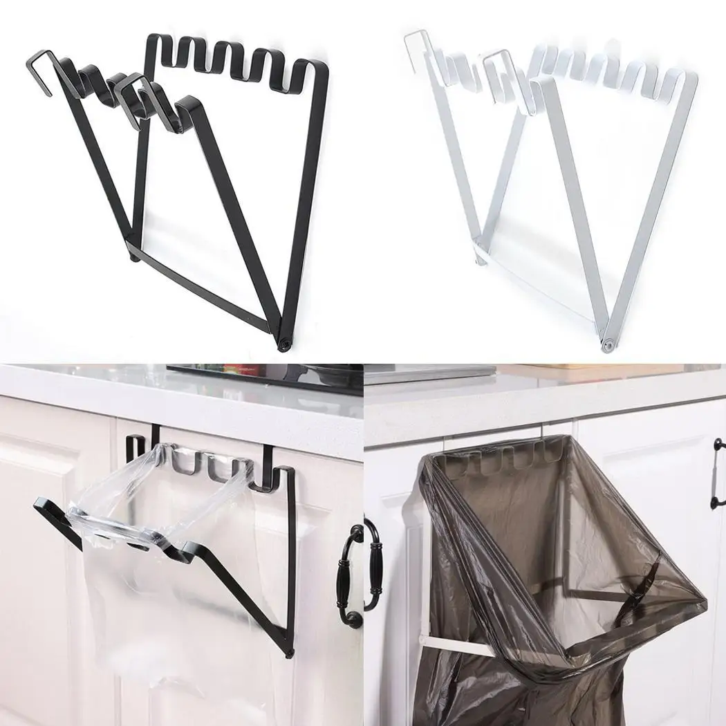 Дверь-назад складной мешок для мусора кронштейн кухня черный белый мусорный