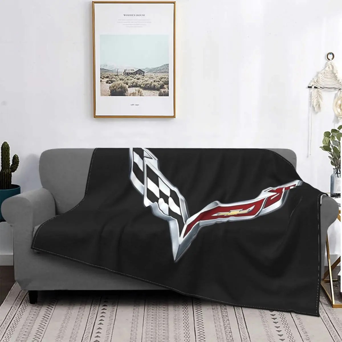 

Corvette Emblem a cuadros para cama, sofha, toalla de playa, manta doble, Colcha para camas