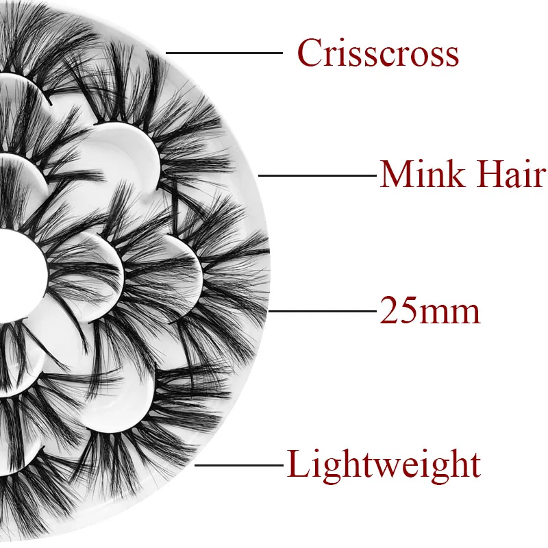 7 пар 3D норковые ресницы волос 25 мм толстые длинные тонкие пушистые не