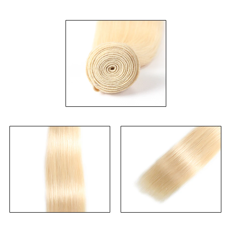 

Blond Color Brazilian Straight Unproccessed Raw Virgin Hair Weave Bundle Bleached To Pure Double Drawn One Donor Hair Weft 613#